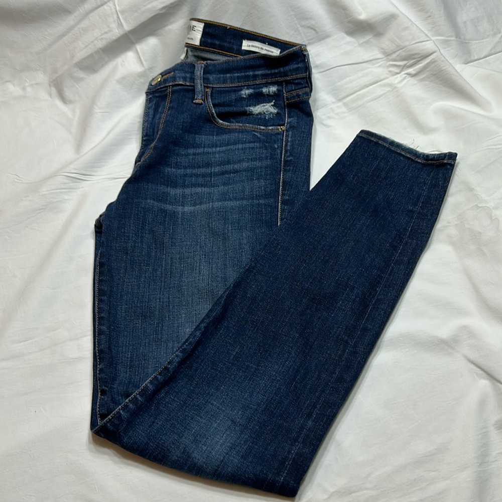 Frame Denim Le Skinny de Jeanne Wrigley Jeans Size 27 Dark Blue EUC